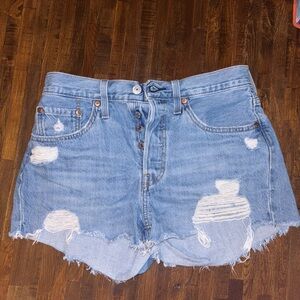 Levi's 501 Blue Jean Shorts Distressed Cut-Off Style